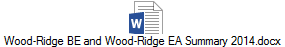 Wood-Ridge BE and Wood-Ridge EA Summary 2014.docx